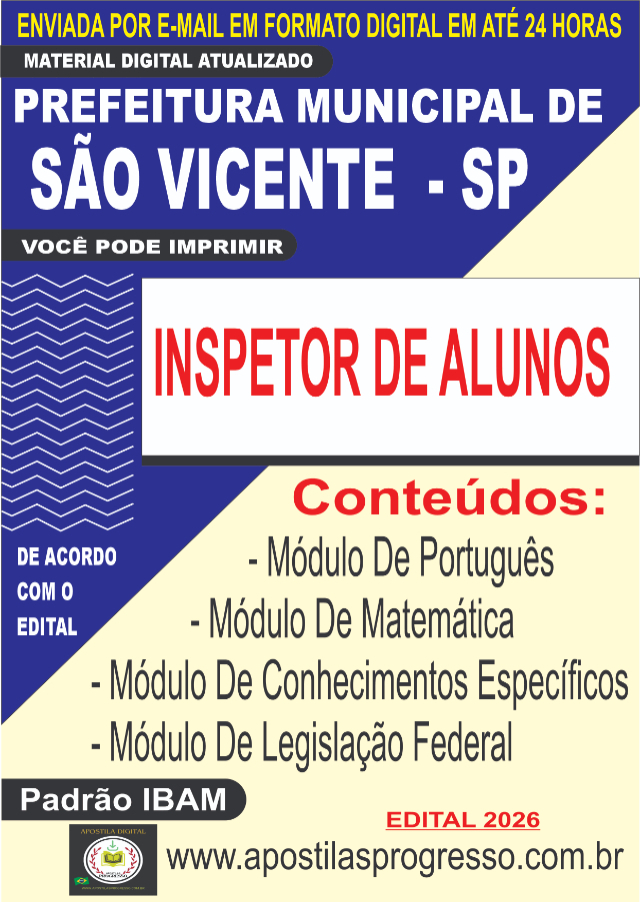 Apostila Da Prefeitura De S�o Vicente  Inspetor De Alunos 