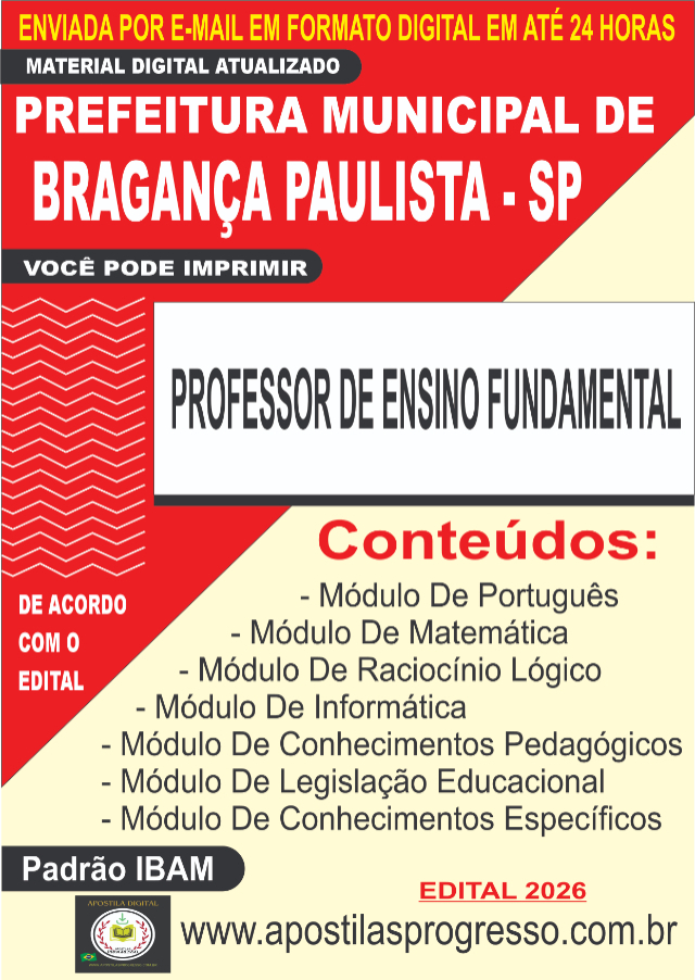 Apostila Da Prefeitura De Bragan�a Paulista Professor De Ensino Fundamental 