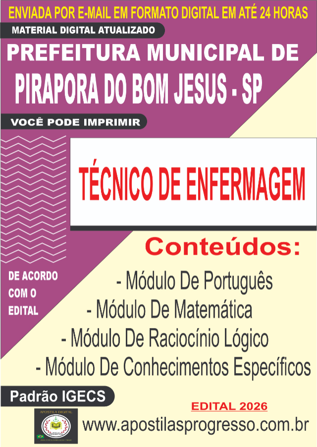 Apostila Da Prefeitura De Pirapora Do Bom Jesus T�cnico De Enfermagem 