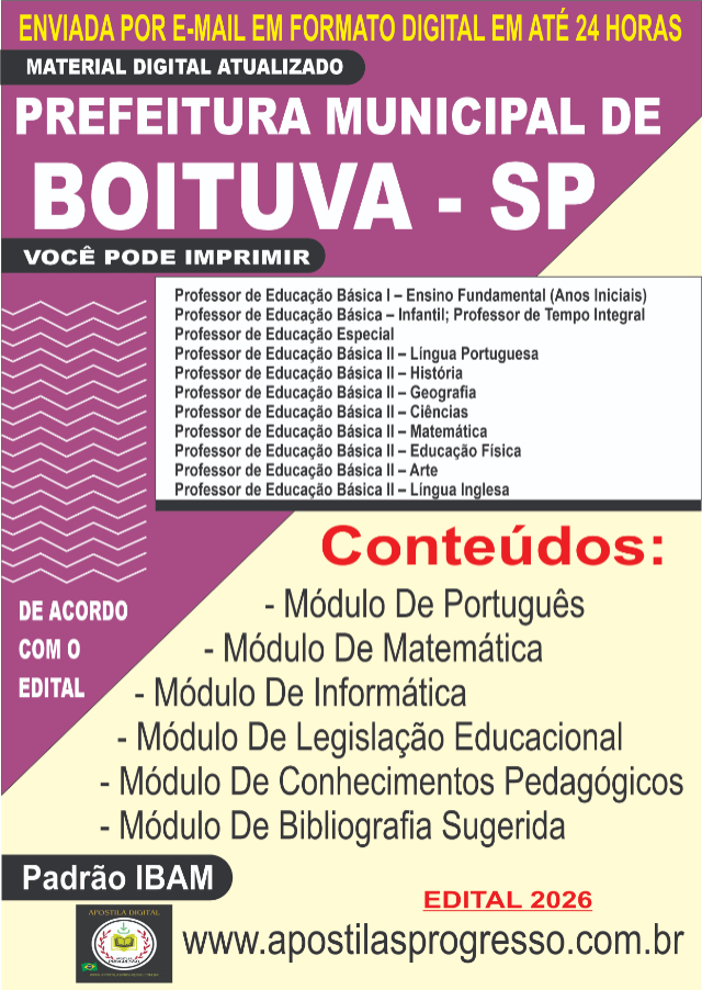 Apostila Da Prefeitura De Boituva Superior Educa��o 