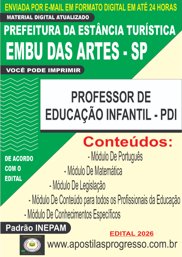 Apostila Da Prefeitura De Embu Das Artes Professor PDI