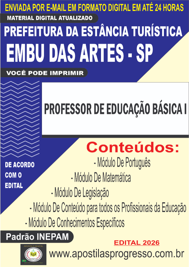 Apostila Da Prefeitura De Embu Das Artes Professor PEB I
