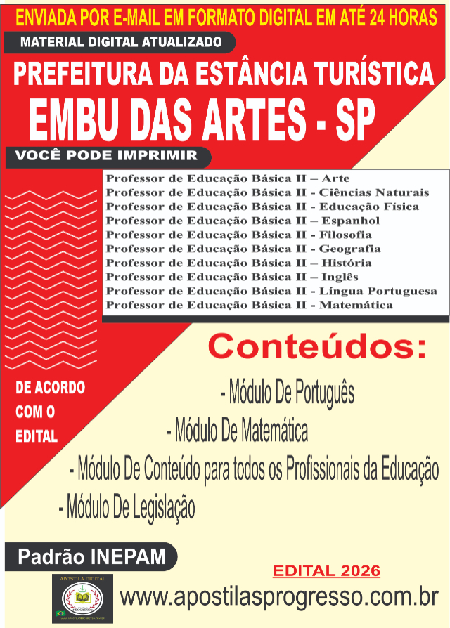 Apostila Da Prefeitura De Embu Das Artes Professor PEB II
