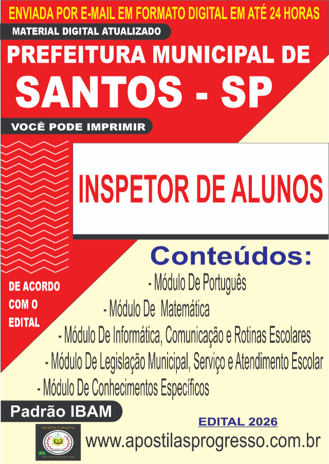 Apostila Da Prefeitura De Santos Inspetor De Alunos 