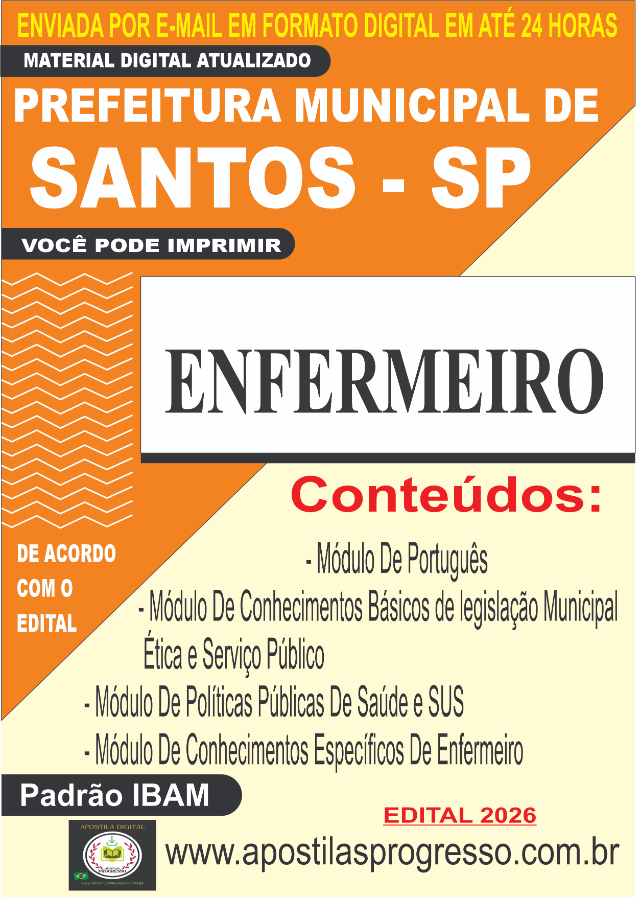 Apostila Da Prefeitura De Santos Enfermeiro 