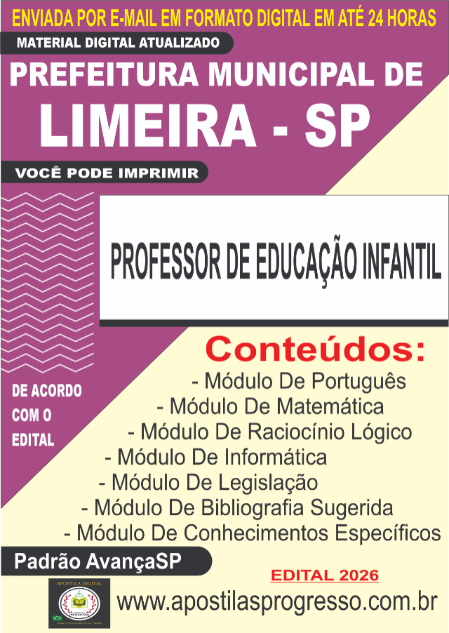Apostila Da Prefeitura De Limeira Professor De Educa��o Infantil