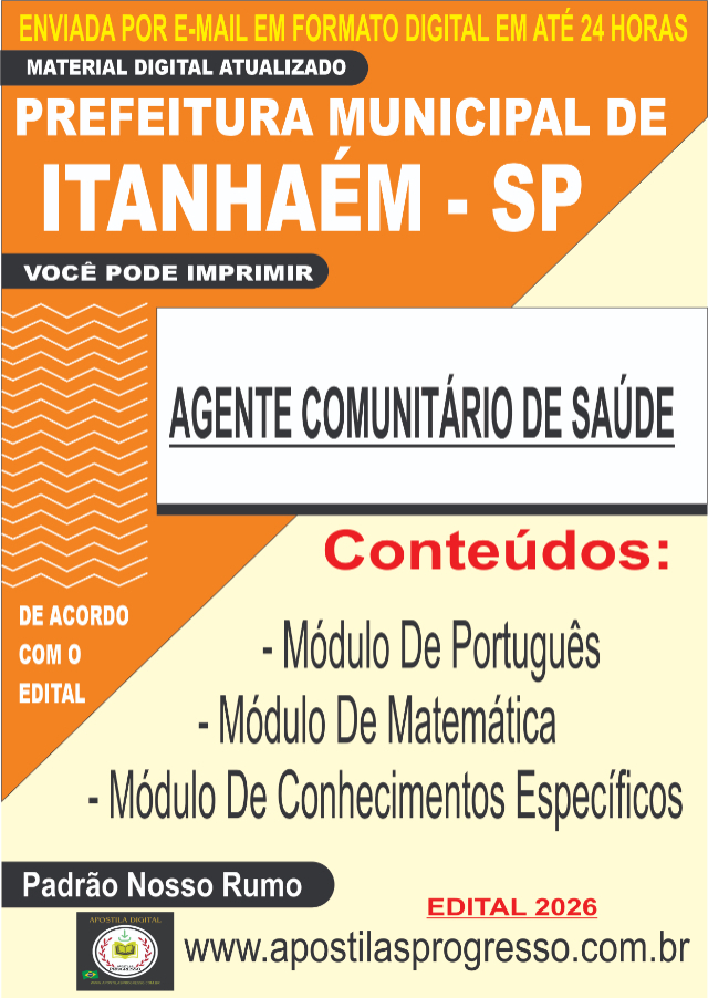 Apostila Da Prefeitura De Itanhaém Agente Comunitário De Saúde 