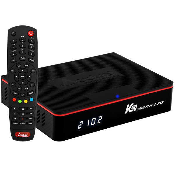 Receptor Audisat K50 Revuelto Full HD IPTV com Wi-Fi - Preto e Vermelho