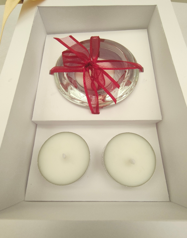 KIT VELAS RECHAUD + PORTA VELA EM VIDRO