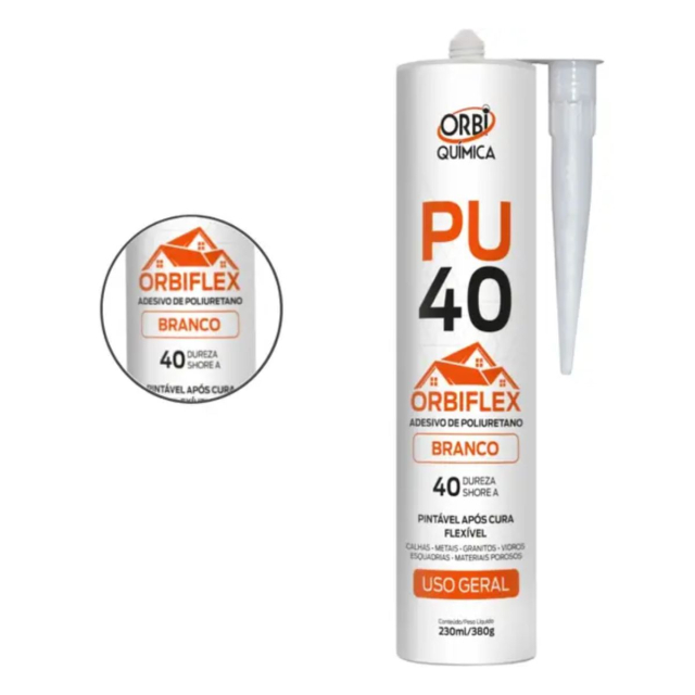 Cola Pu 40 Flex Silicone Selante Adesivo 380g Orbi Branco