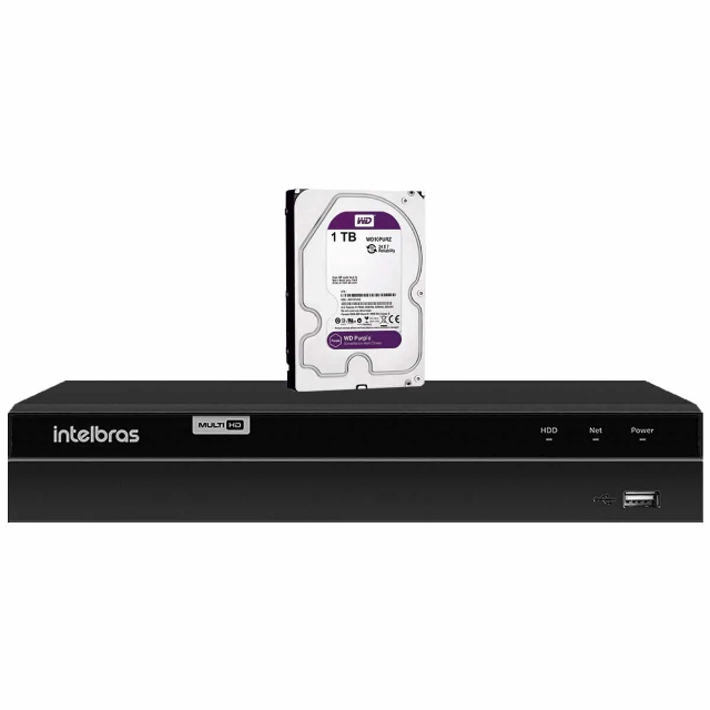 Gravador de vdeo Intelbras com 4 canais MHDX 1204 Com Deteco Inteligente de Movimento + HD
