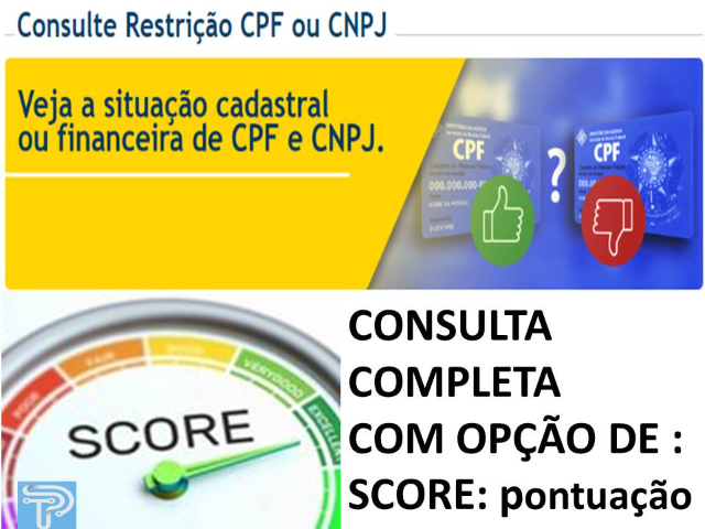 CONSULTA DE RESTRIO NO CPF OU CNPJ - COMPLETA C/SCORE