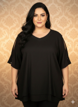 BLUSA VISCOSE COM DECOTE V TAM. 56