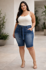 BERMUDA JEANS PEDAL C/ CINTO TAM 48