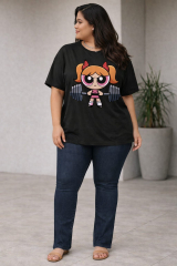 T-SHIRT FLORZINHA  BLACK  TAM 46/48