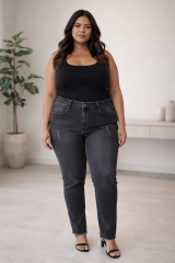 CAL�A JEANS SKINNY BLACK DESTROYD  TAM 48