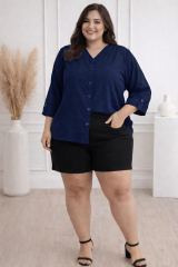 CAMISA DE VISCOSE SEM GOLA  MANGA 3/4  COM BOT�ES   TAM 48 