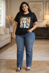   T-SHIRT  ROSTO FEMININO BLACK   TAM 46/48