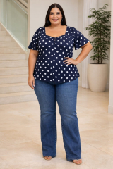 BLUSA  VISCOSE POA MARINHO   TAM  50 