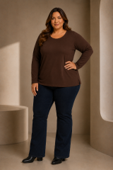 BLUSA DE LANZINHA MARROM TAM 50