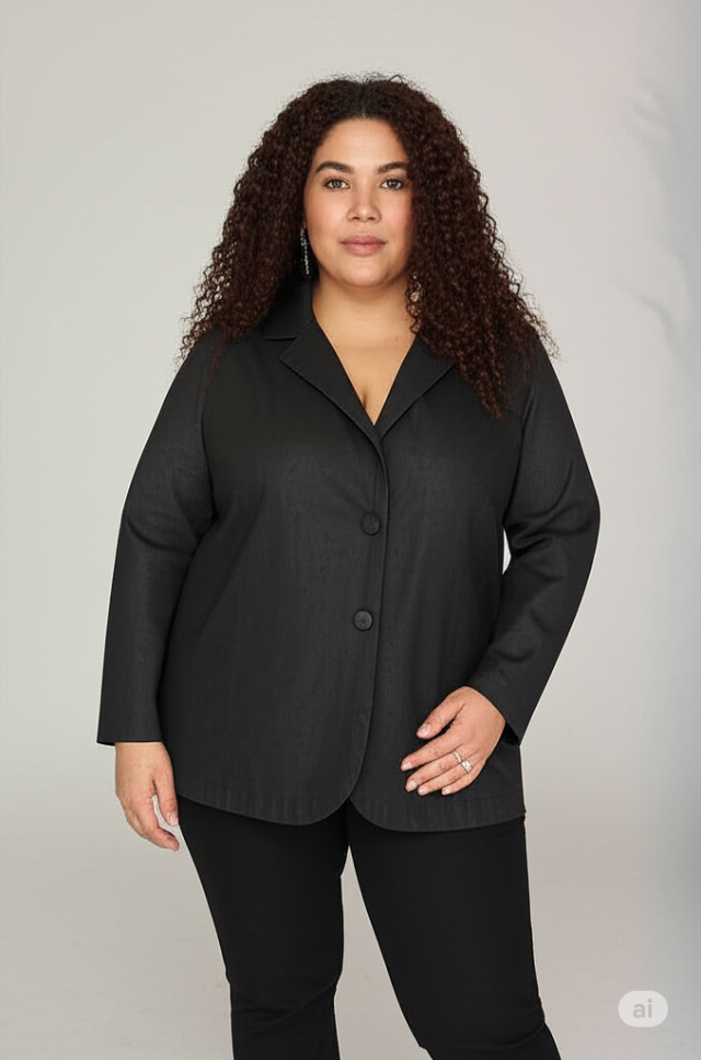 BLAZER PRETO NO TECIDO BENGALINE