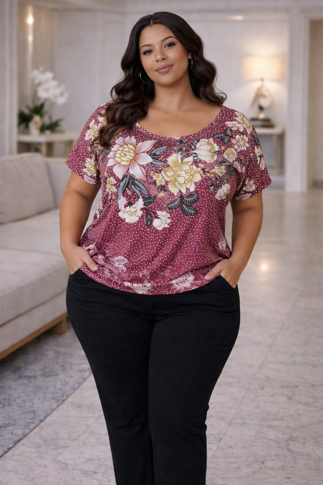   BLUSA  VISCOLYCRA  FLORAL   TAM  46