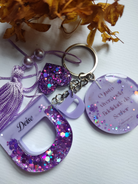 Chaveiro Personalizado Resina Roxo